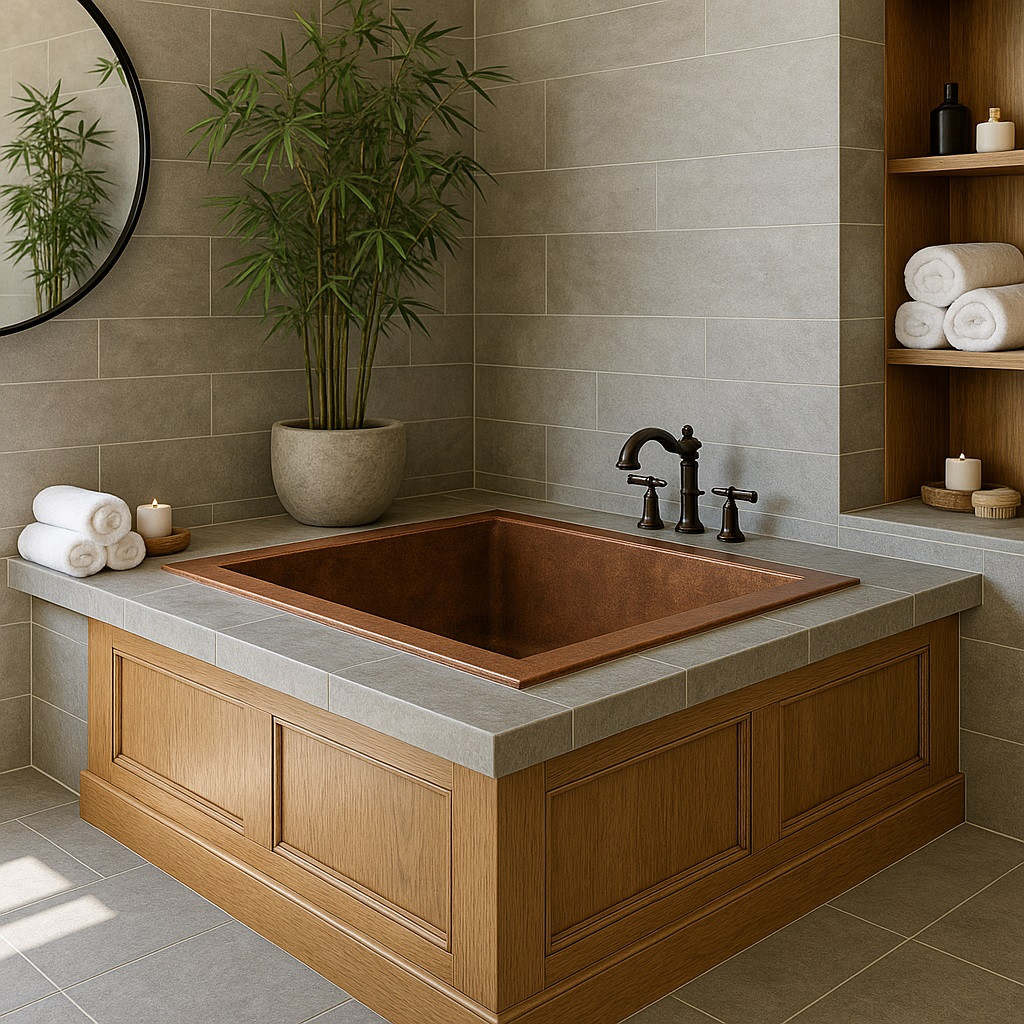 Undermount Copper Bathtub | Handmade Hammered Drop-In Tub Undermount Copper Bathtub | Handmade Hammered Drop-In Tub