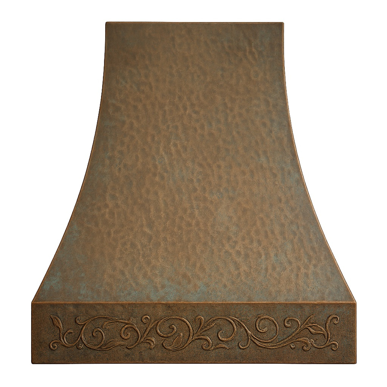 Sloping shape copper range hood – front view