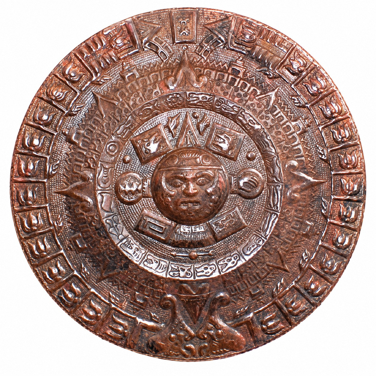 Handcrafted Copper Aztec Calendar Wall Plaque | Rustic House