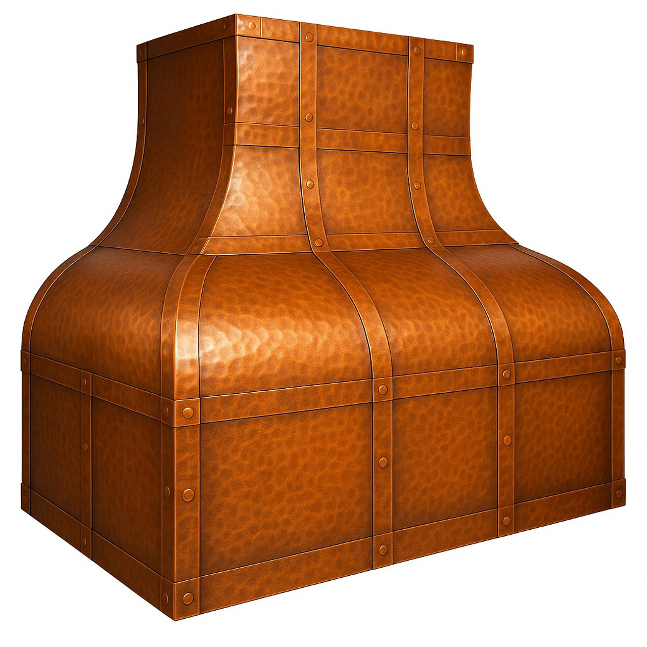 Bell-shape copper range hood - angle view