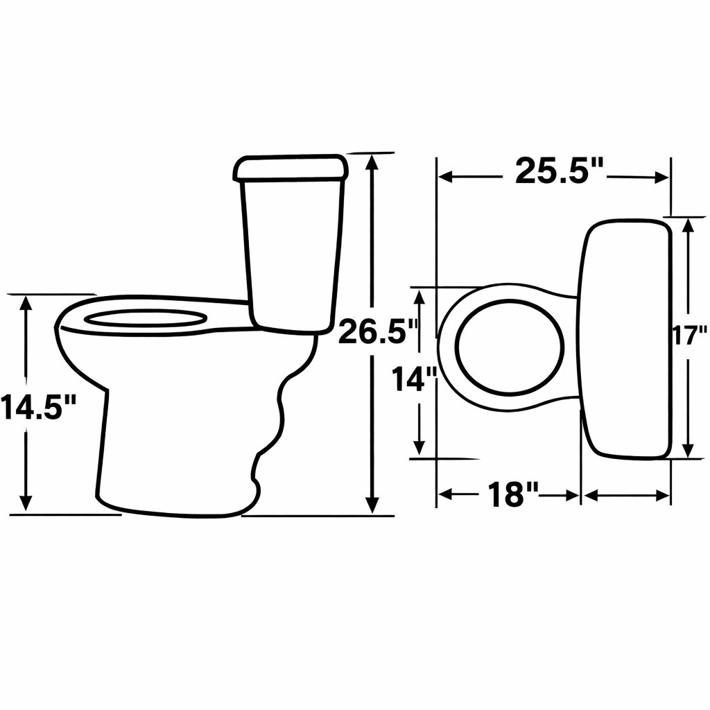 Mexican hand-painted blue and white Talavera toilet shown with shape and detailed dimensions diagram