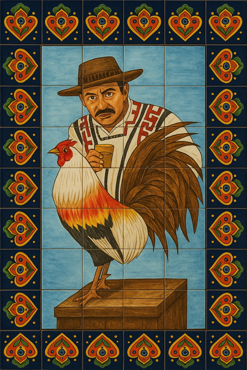 El gallo talavera tile mural
