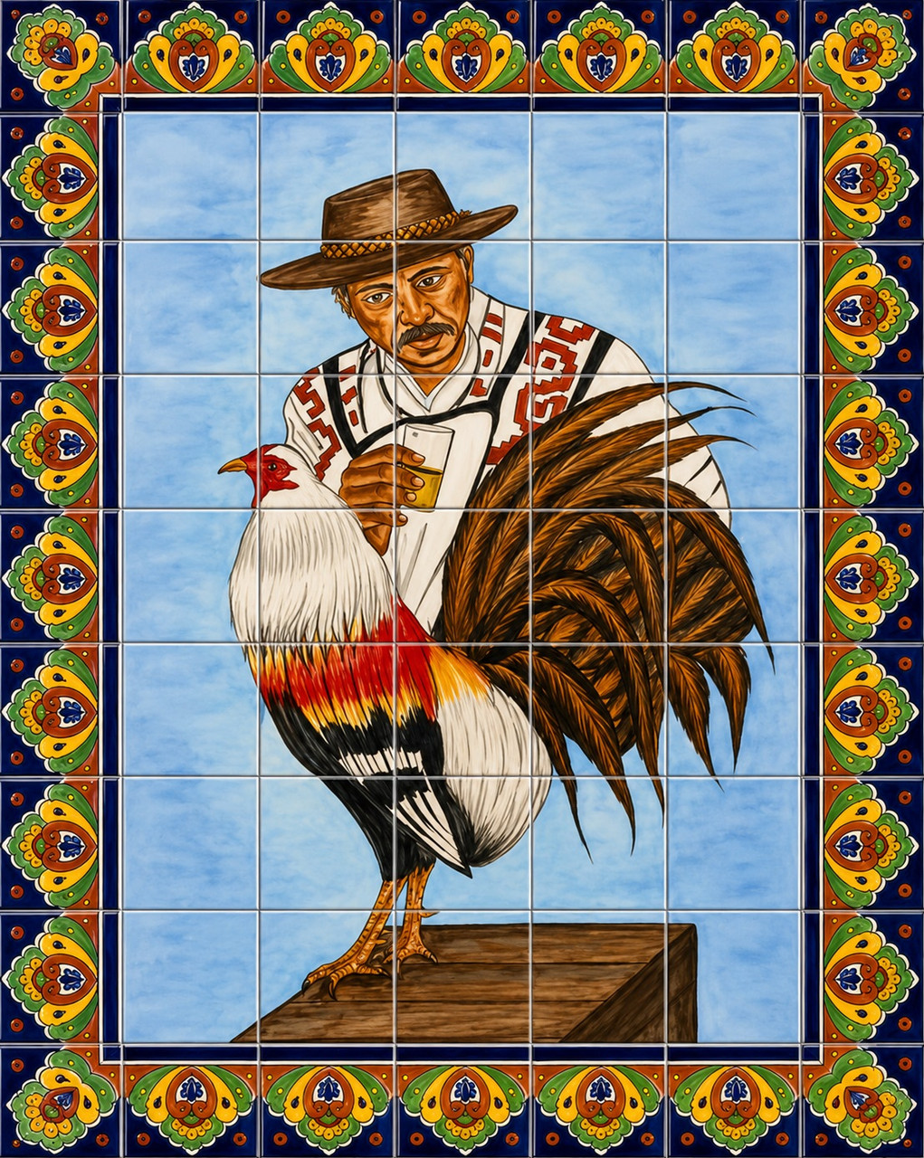 El gallo talavera tile mural