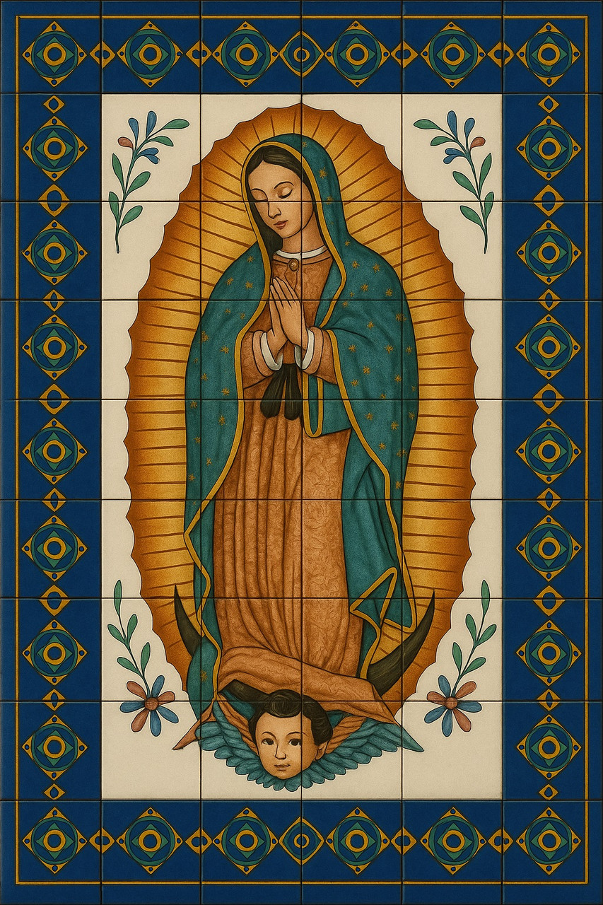 Our Lady Guadalupe Mexican Tile Mural – Handcrafted Religious