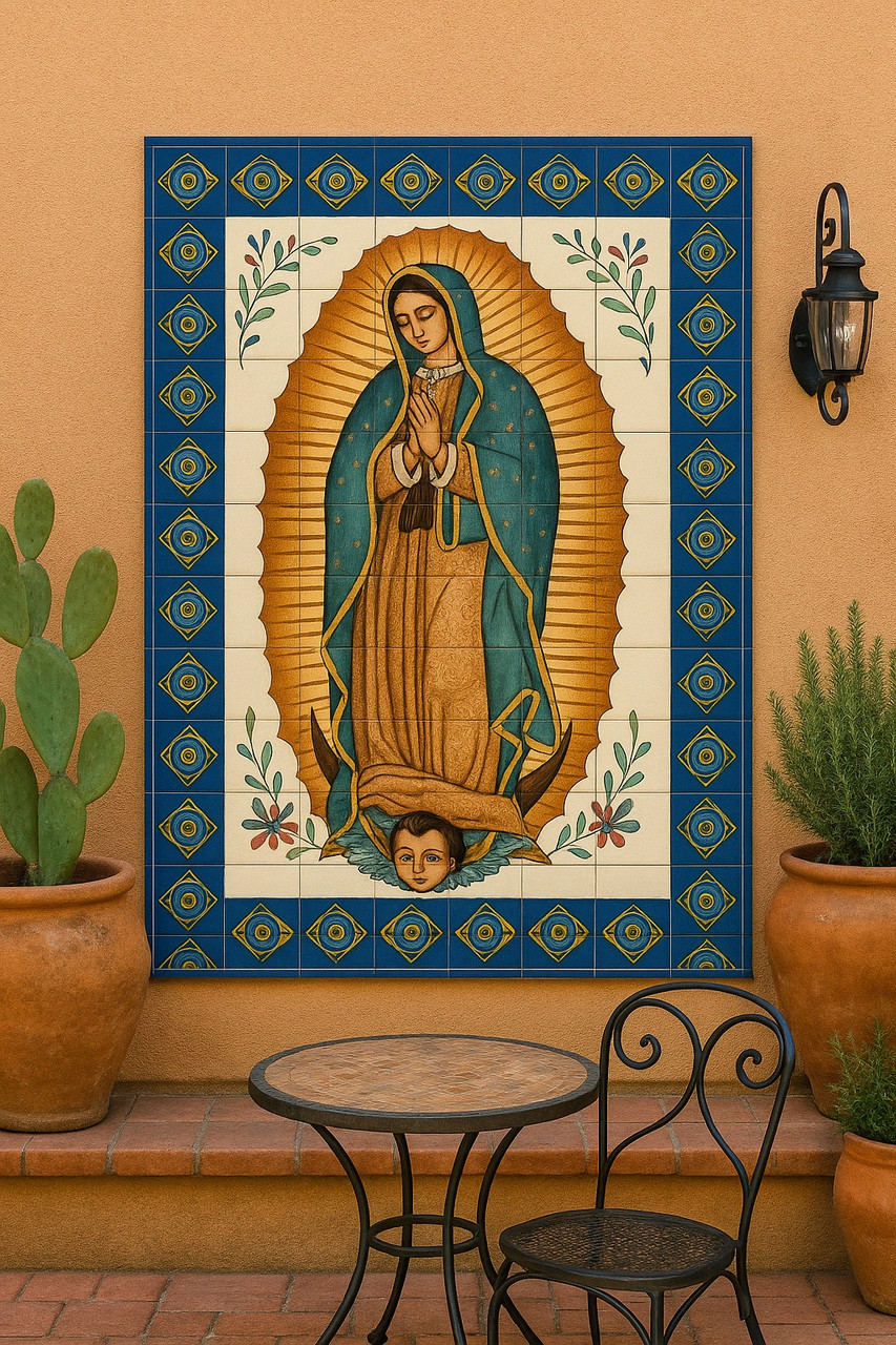 Our Lady Guadalupe Mexican Tile Mural – Handcrafted Religious