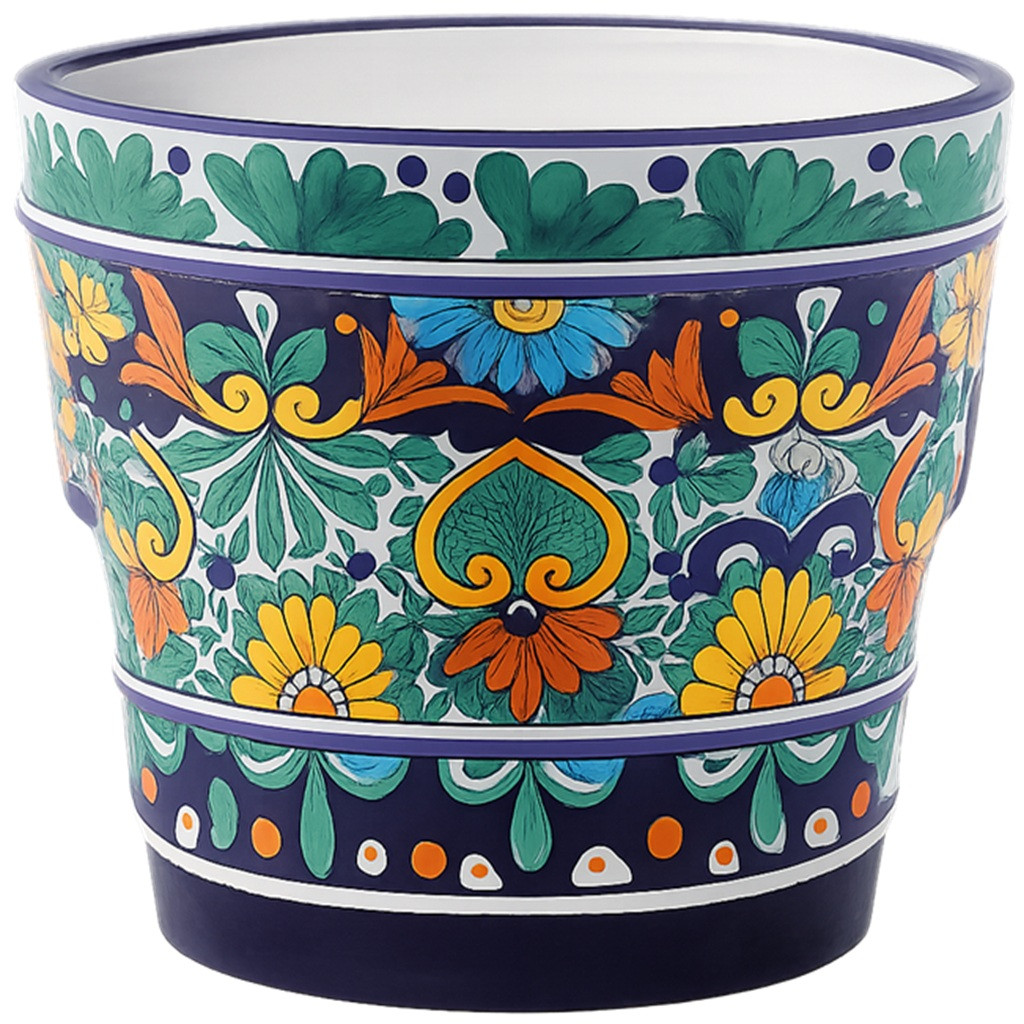 Hand-Painted Talavera Flower Pot – Spanish Revival