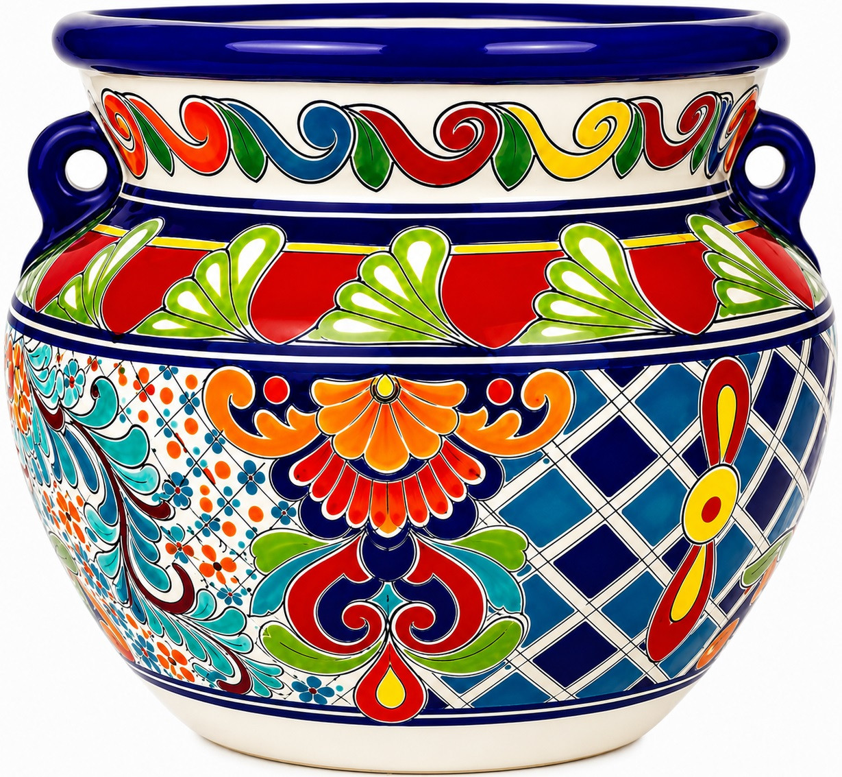 Hand-painted talavera flower planter – traditional Mexican design