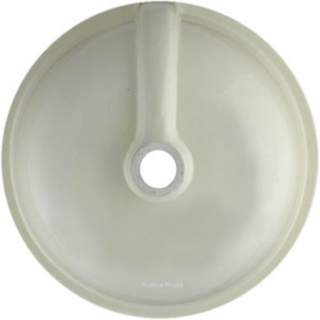 Round talavera bathroom sink terracotta petal motif back view