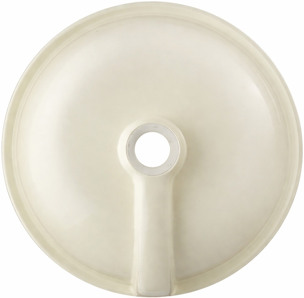 Round talavera bathroom sink yellow floral design back view