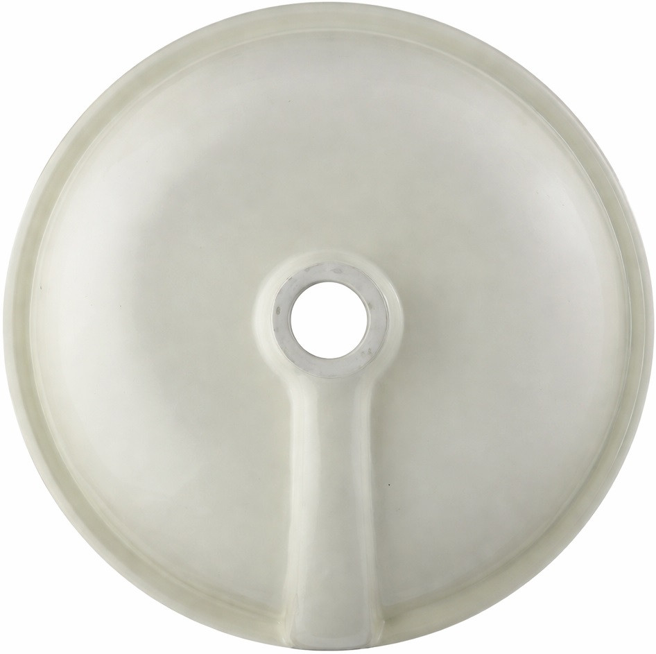 Round white talavera bathroom sink modern ceramic design back view