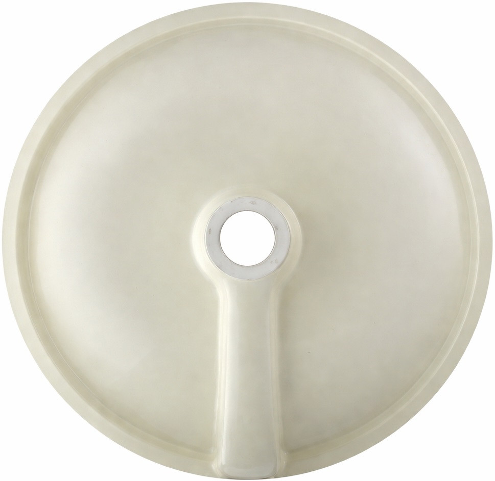 Round talavera bathroom sink solid green gloss design back view