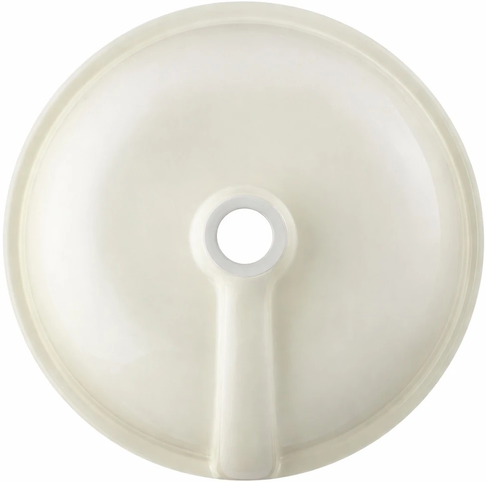 Round talavera bathroom sink blue mandala design Mexico back view