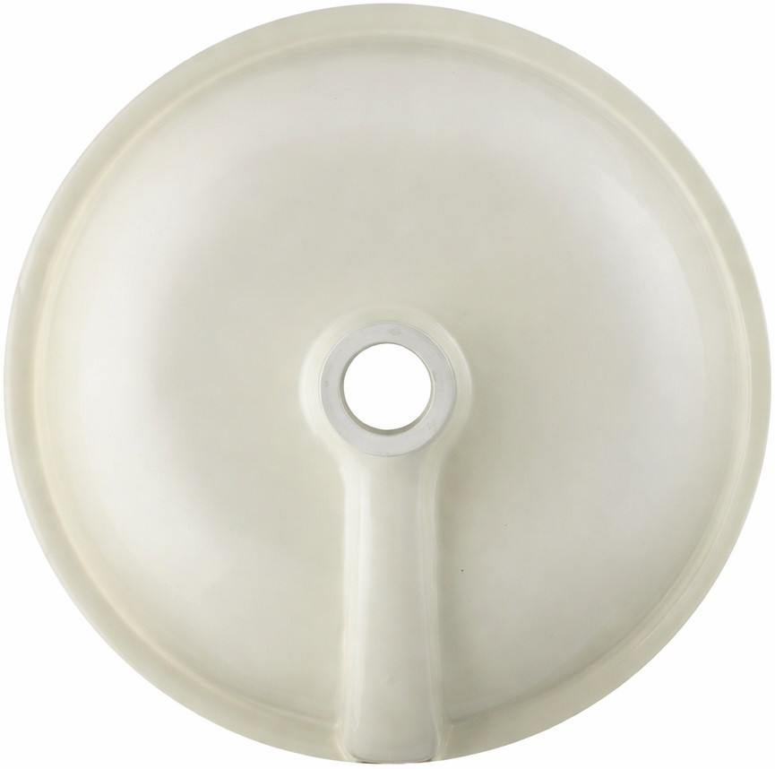 Round Mexican bathroom sink solid orange talavera design back view