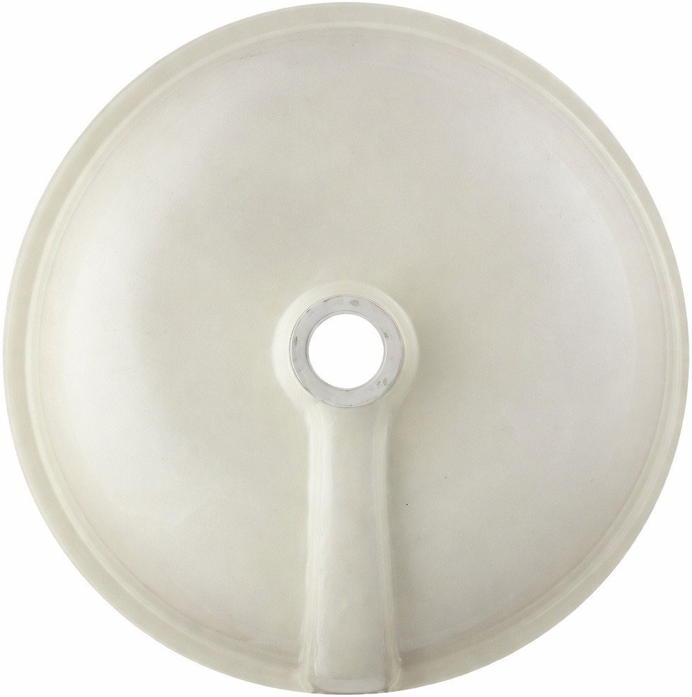 Round talavera bathroom sink solid cobalt blue design back view