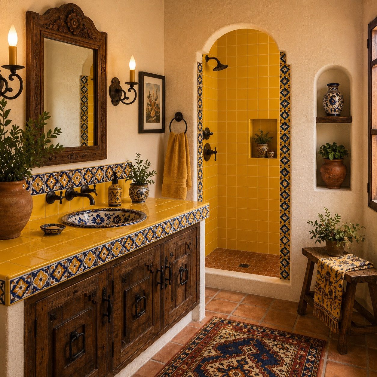 Solid Yellow Mexican Talavera Tiles