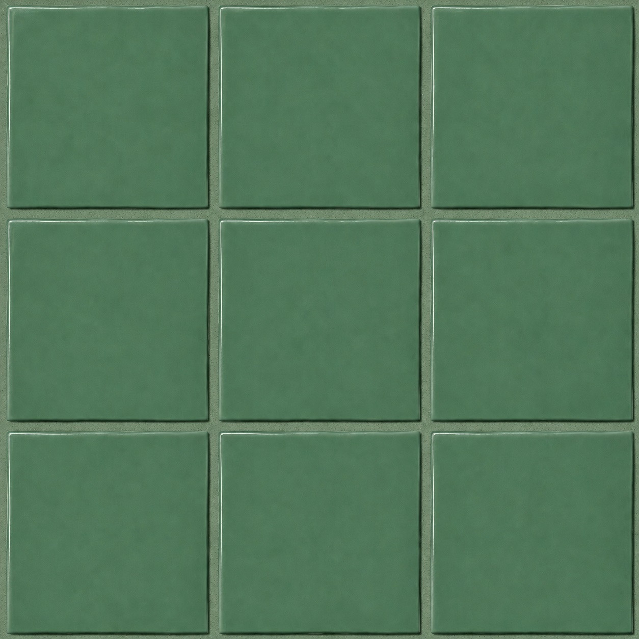 Handmade washed green Mexican talavera tiles for serene interiors arranged in a nine tile layout