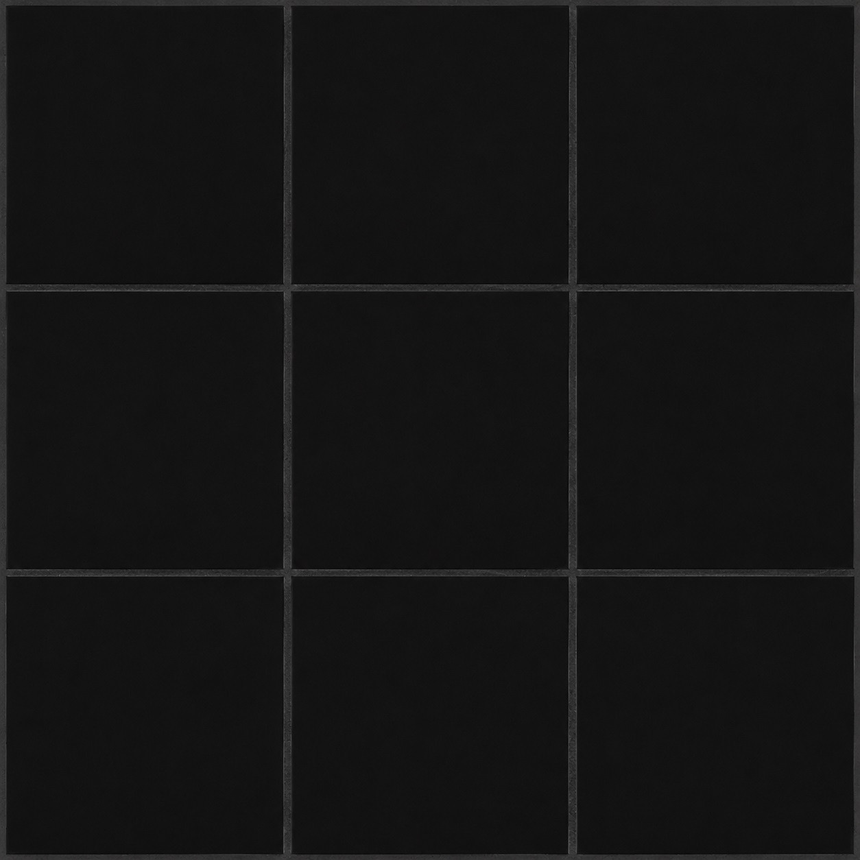 Solid black Mexican tiles arranged as a handcrafted 3x3 ceramic tile set