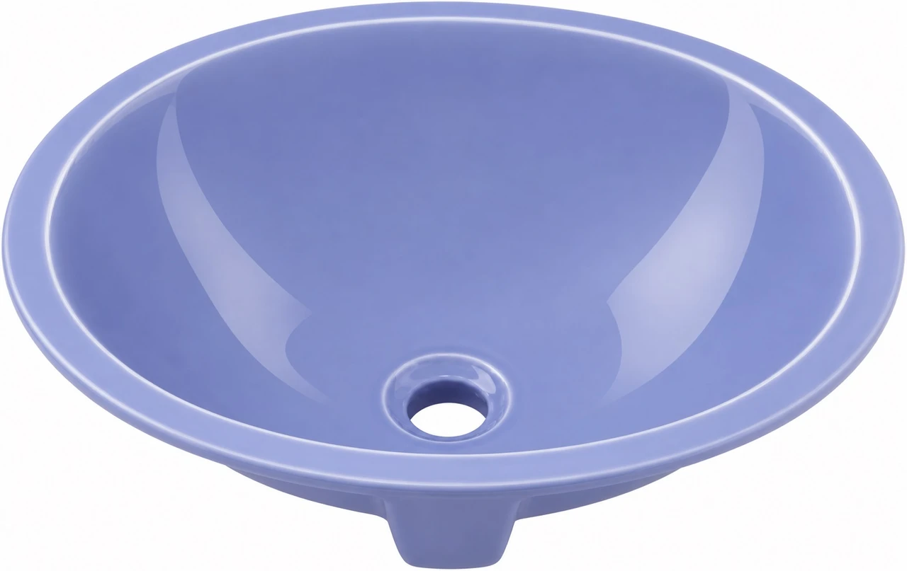 Double sided hand painted oval bathroom sink blue