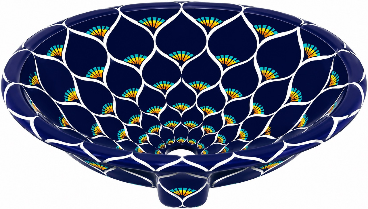 Double sided hand painted oval bathroom sink petals