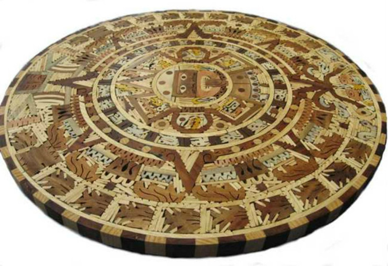large aztec wooden calendar rustic wall accent table-top