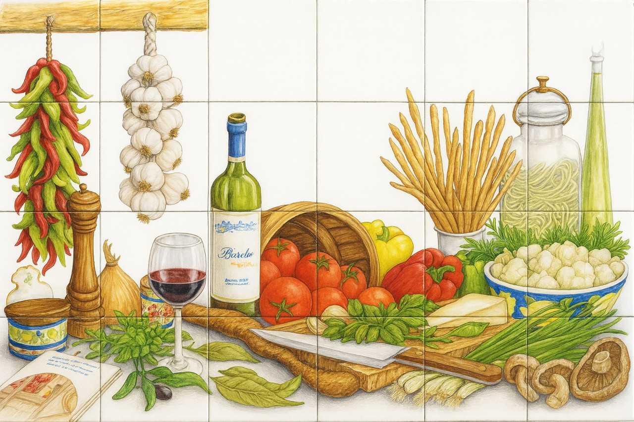 Mediterranean kitchen talavera tile mural