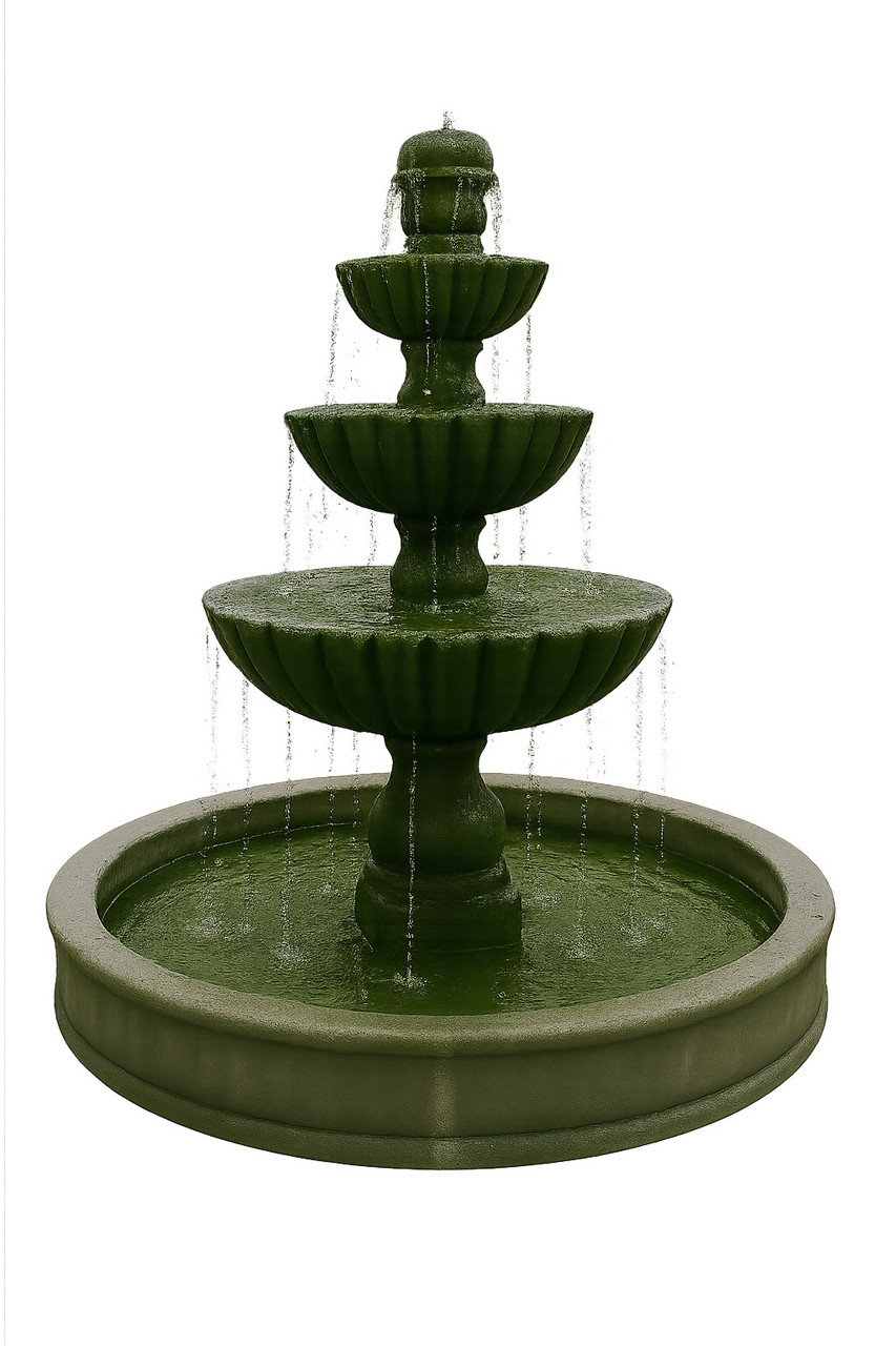 Three Tier Cantera stone fountain custom handcrafted in Mexico