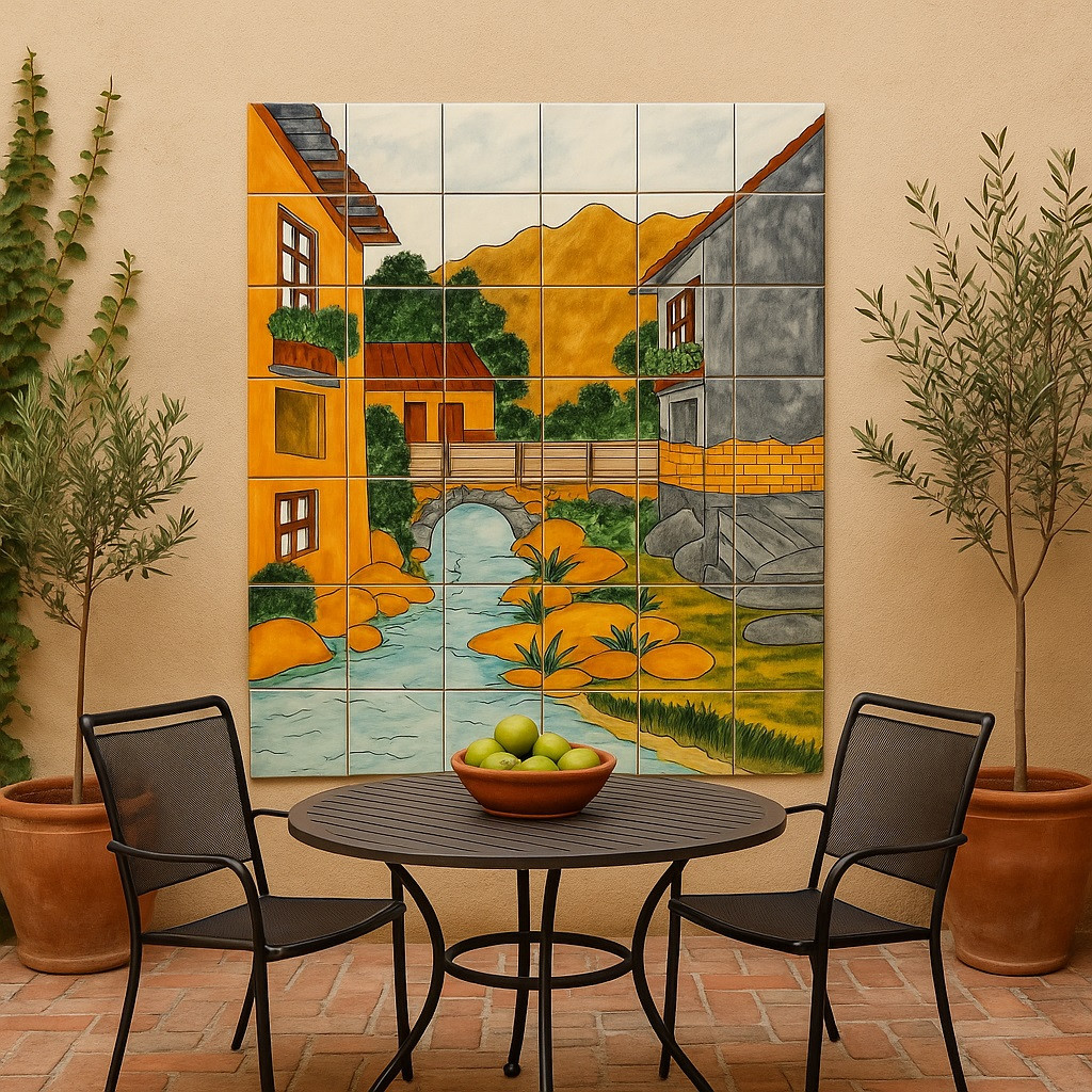 Mexican Tile Mural - Stone Village Bridge
