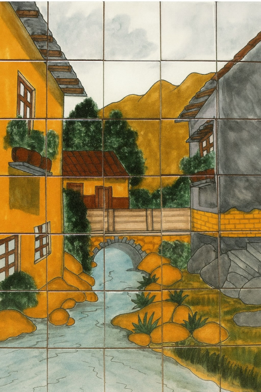 Mexican Tile Mural - Stone Village Bridge
