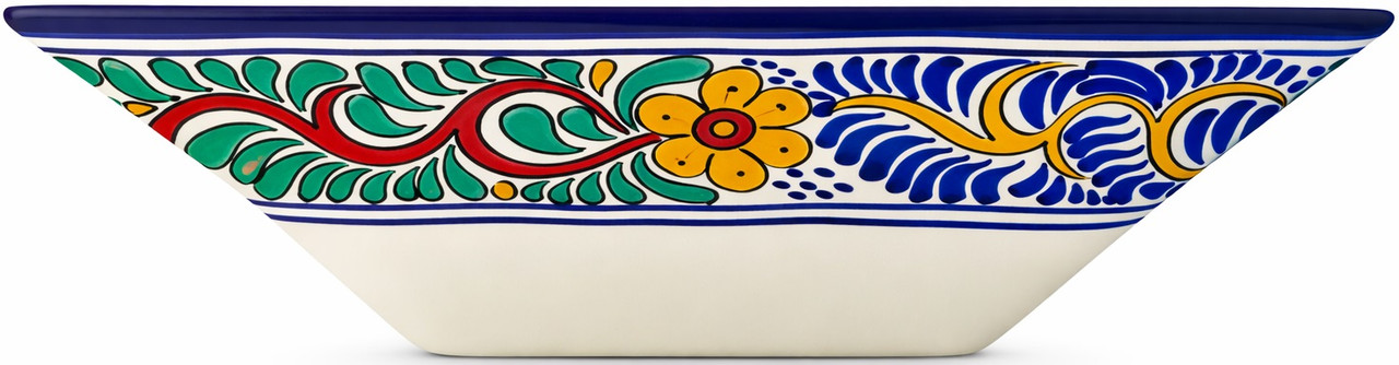 Koi fish talavera vessel rectangular sink above countertop top view