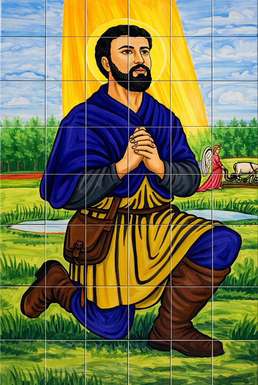 San Isidro labrador talavera tile mural religious art