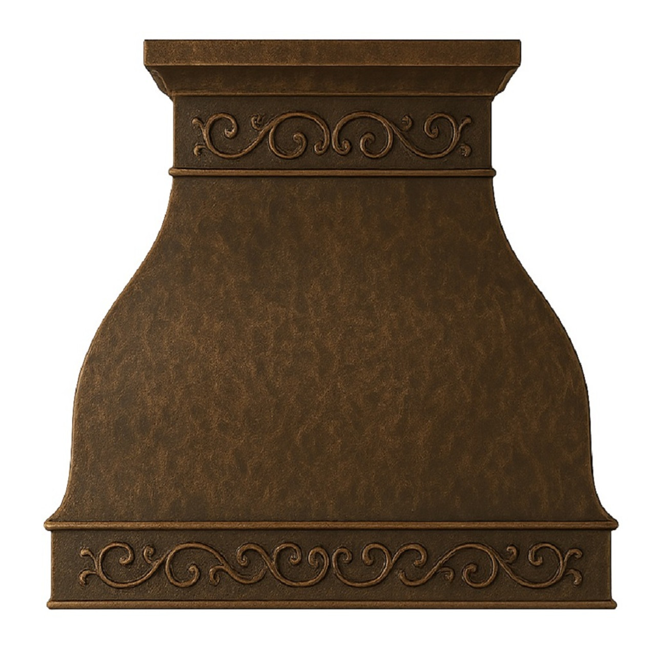 Handmade hammered copper range hood - front view