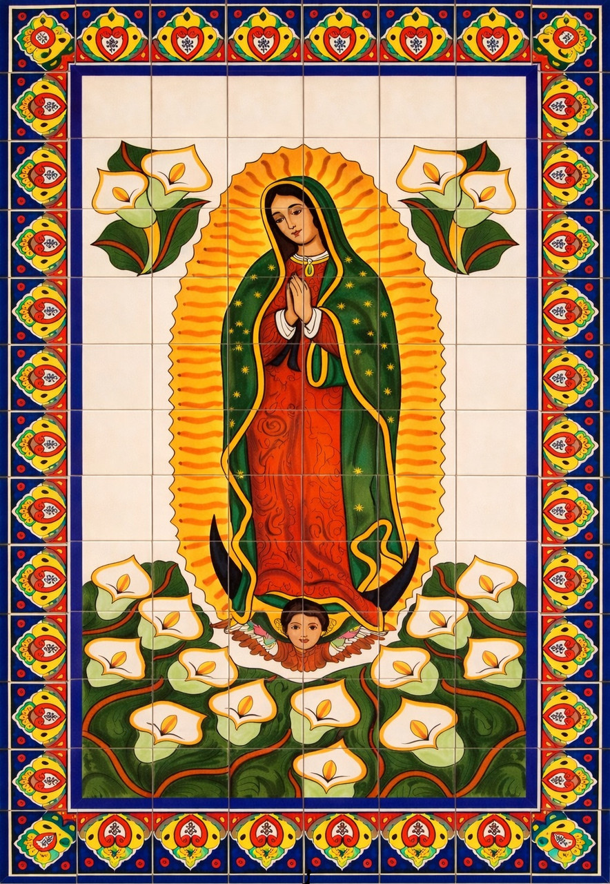 Virgin Guadalupe talavera religious tile mural