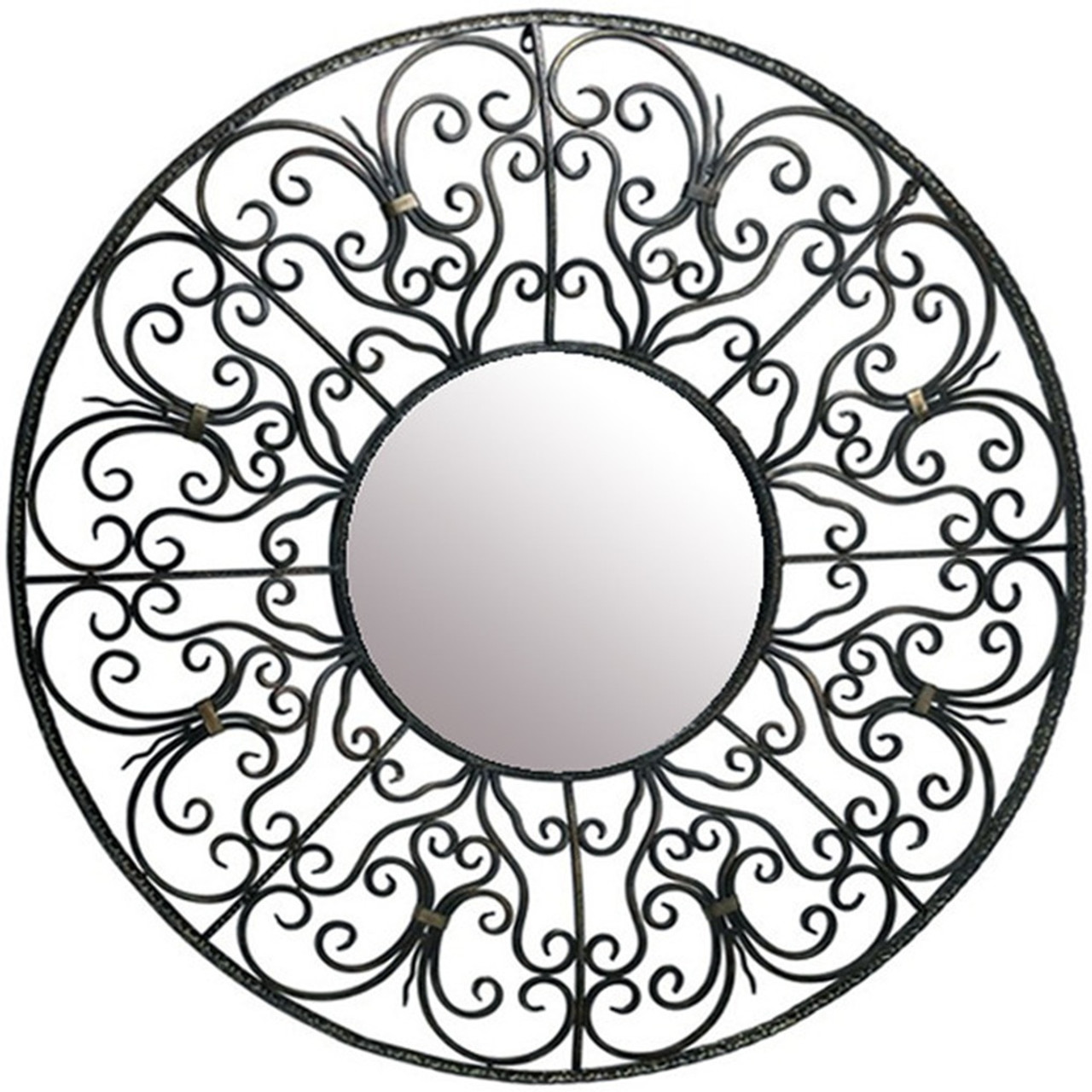 Front view of the Iron Mirror Tamaulipas, highlighting its decorative round frame with intricate ironwork.