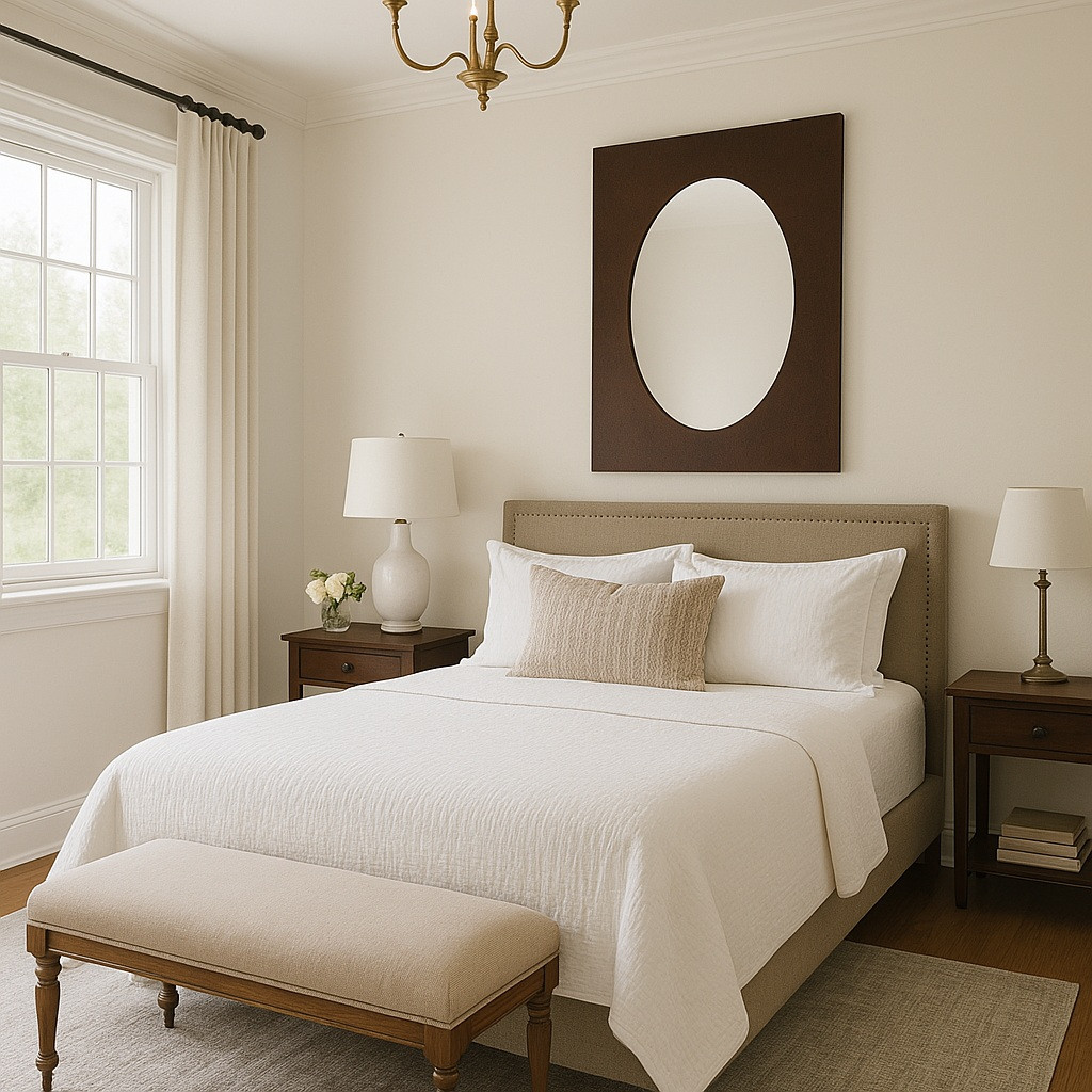 Rectangular Hammered Copper Mirror - Oval Inset Frame