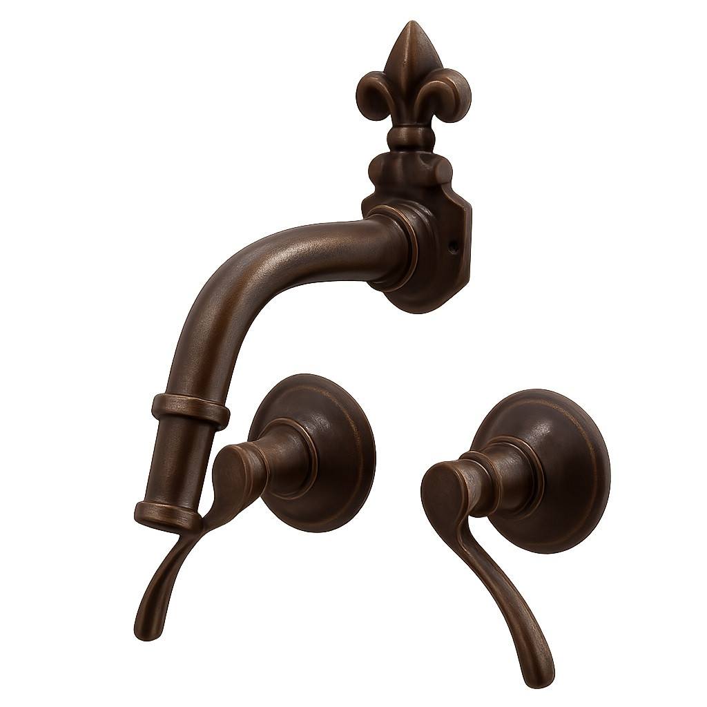 Handcrafted brass faucet with Fleur-de-Lis