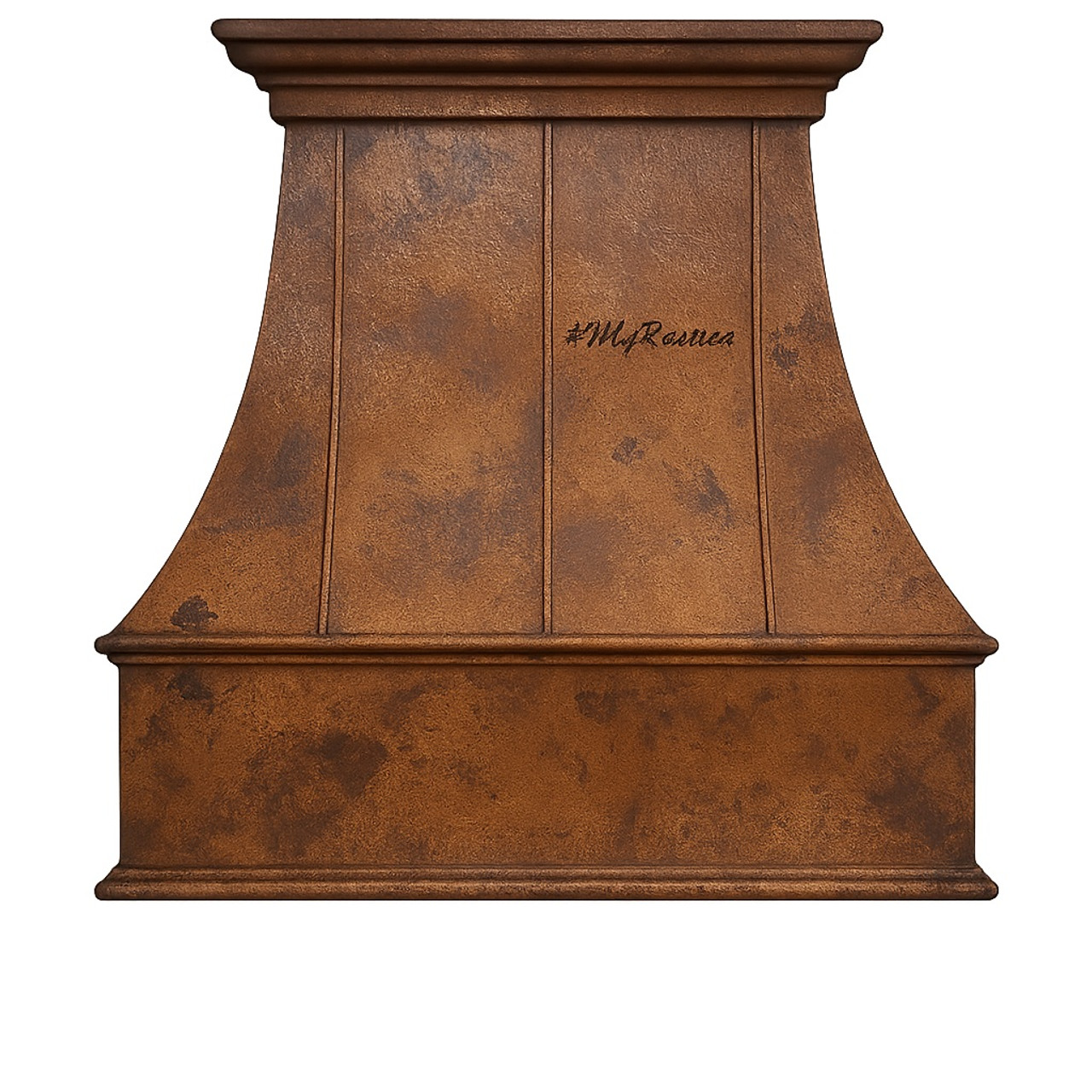 Copper range hood canopy - front view