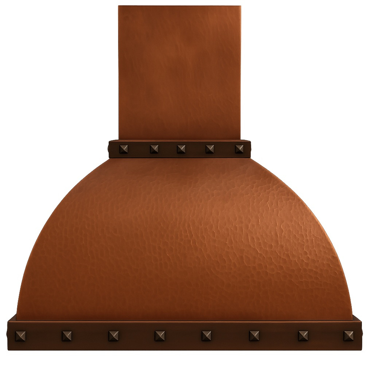 Rustic copper vent hood - front view