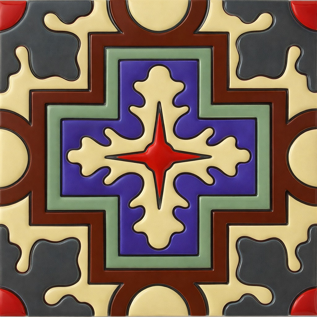 Mexican relief tile with cross star design