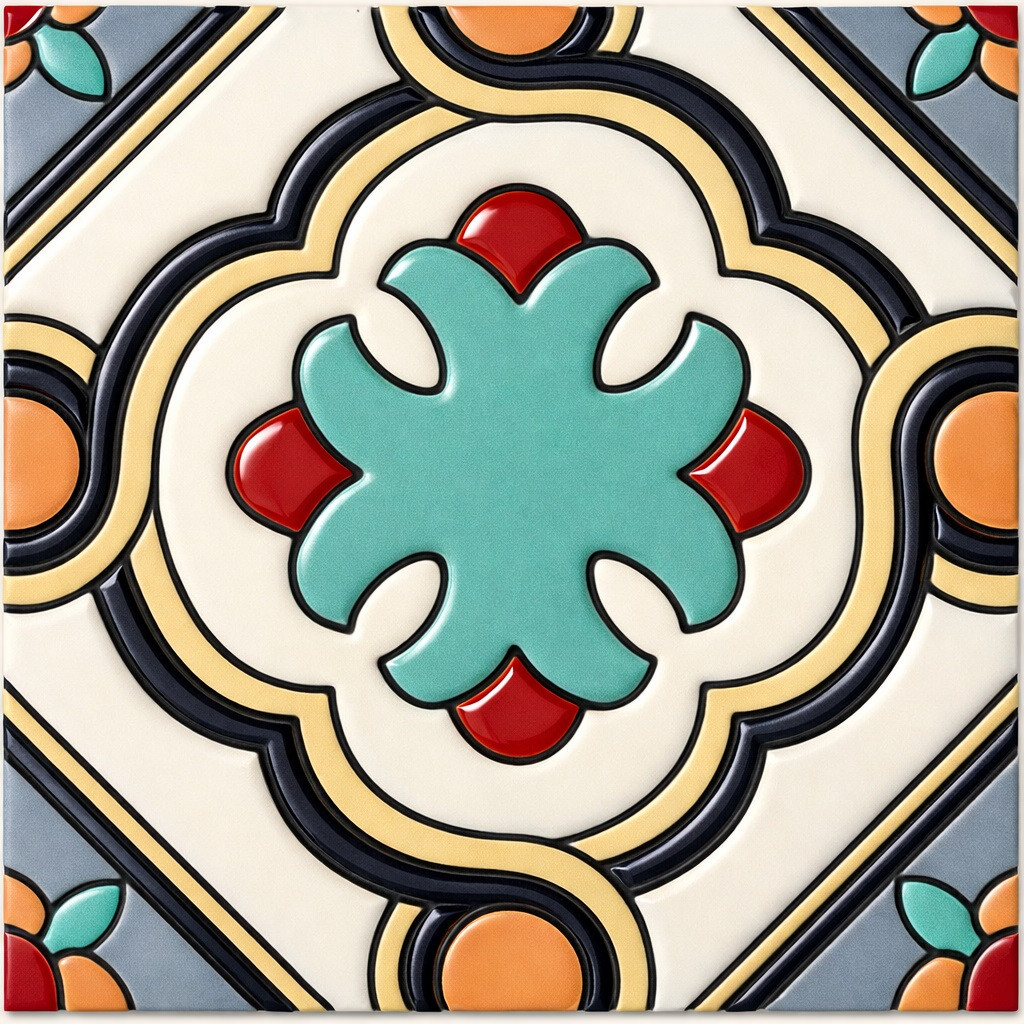 Florenzada cross mexican talavera relief tile