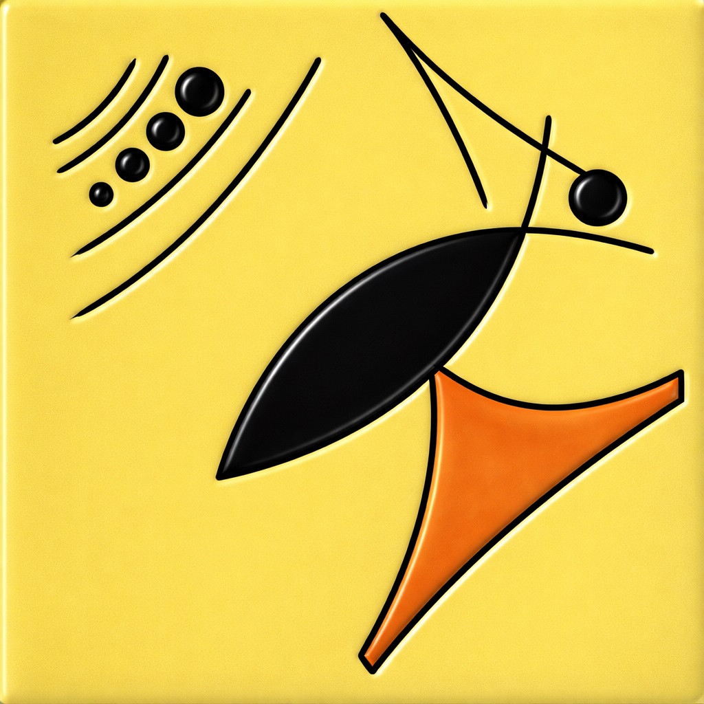 Mexican abstract bird mid century relief tile