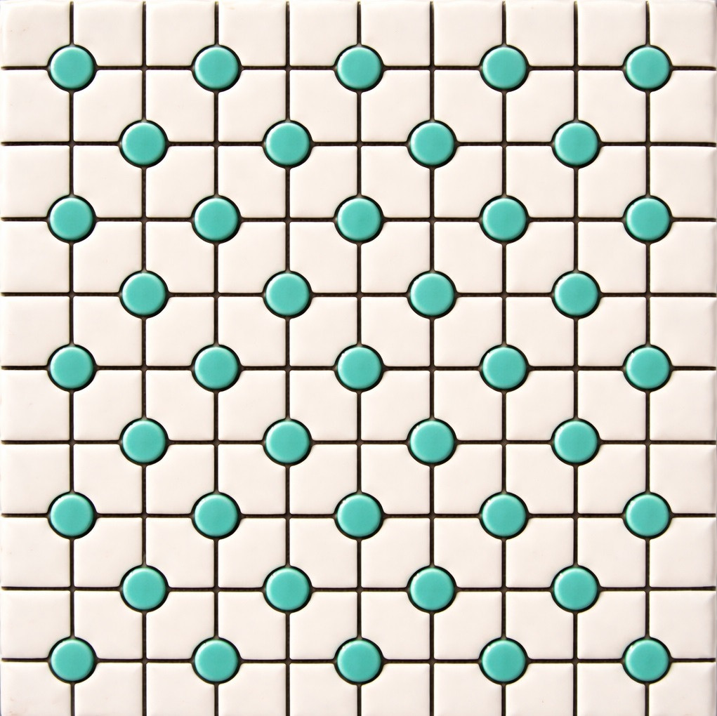 Mexican talavera relief tile turquoise dot grid