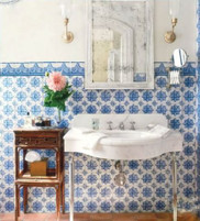 Blue and White Tiles for Bathrooms