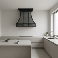 Forged Iron Range Hood with Rusted Straps