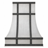 Brushed Zinc Range Hood with Darkened Zinc Straps Kitchen Images