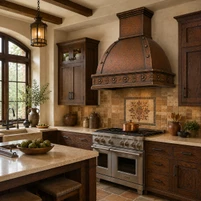 Mission Copper Range Hood with Rosette Frieze Guide
