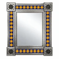 Cobalt Blue and Yellow Sun Talavera Tile Mirror Interior Images