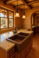 Copper Apron Sink with Uneven Double Bowls | Hand-Hammered Dual Basin Kitchen Sink