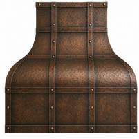 Copper Dome Range Hood with Architectural Strap Grid Lifestyle Kitchen Images