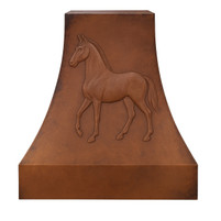Copper Range Hood with Horse Motif – Hand-Burnished Equestrian Style