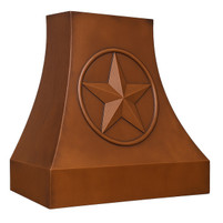 Copper Vent Hood with Texas Star – Hand-Hammered Amber Patina